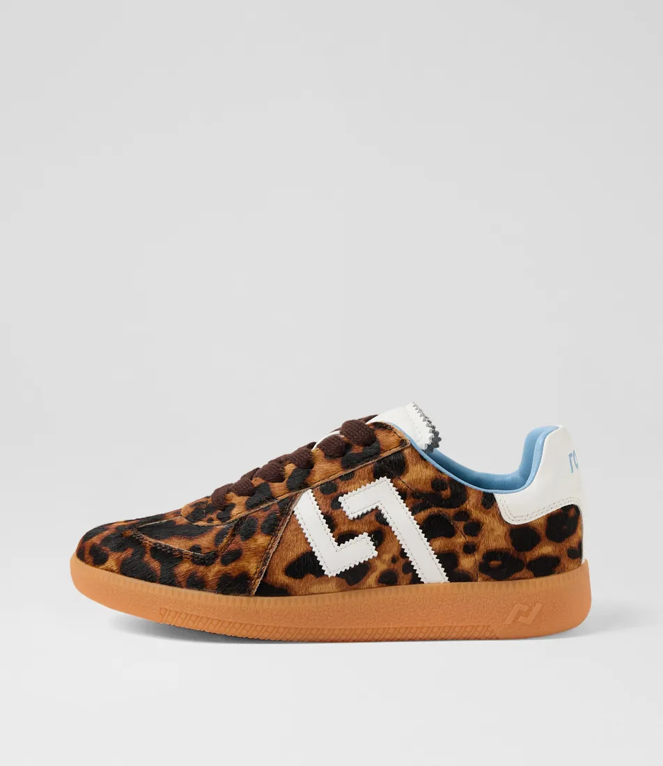 Pace Dark Camel Leopard White Pony Leather Sneakers | Styletread (AU)