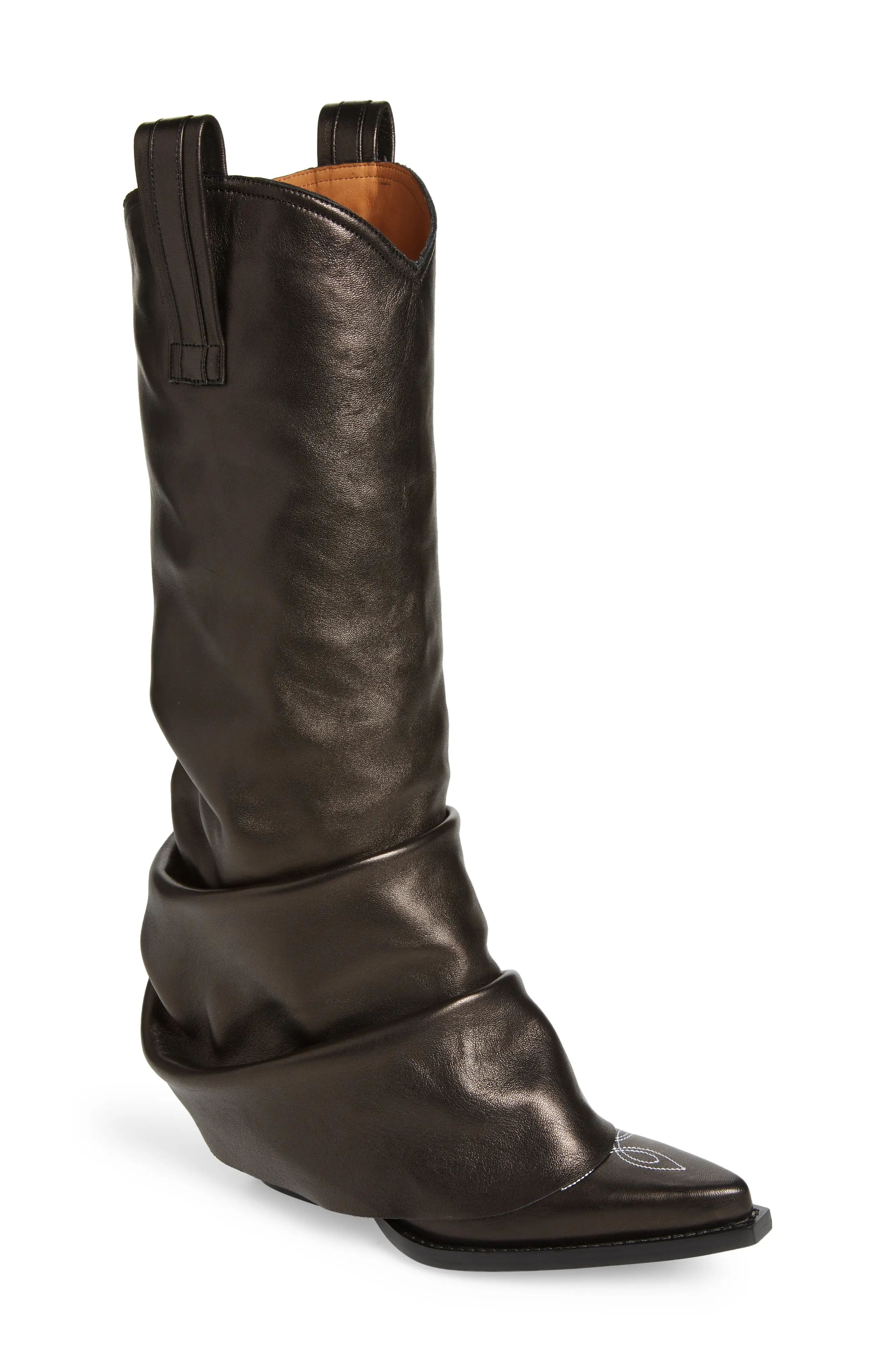 R13 Leather Sleeve Cowboy Boot, Size 7Us in Black Leather at Nordstrom | Nordstrom