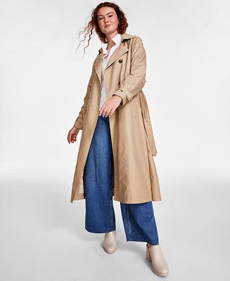 Calvin Klein Jeans Women's Cotton Soft Gabardine Raglan-Sleeve Trench Jacket, Charmeuse Puff-Slee... | Macy's