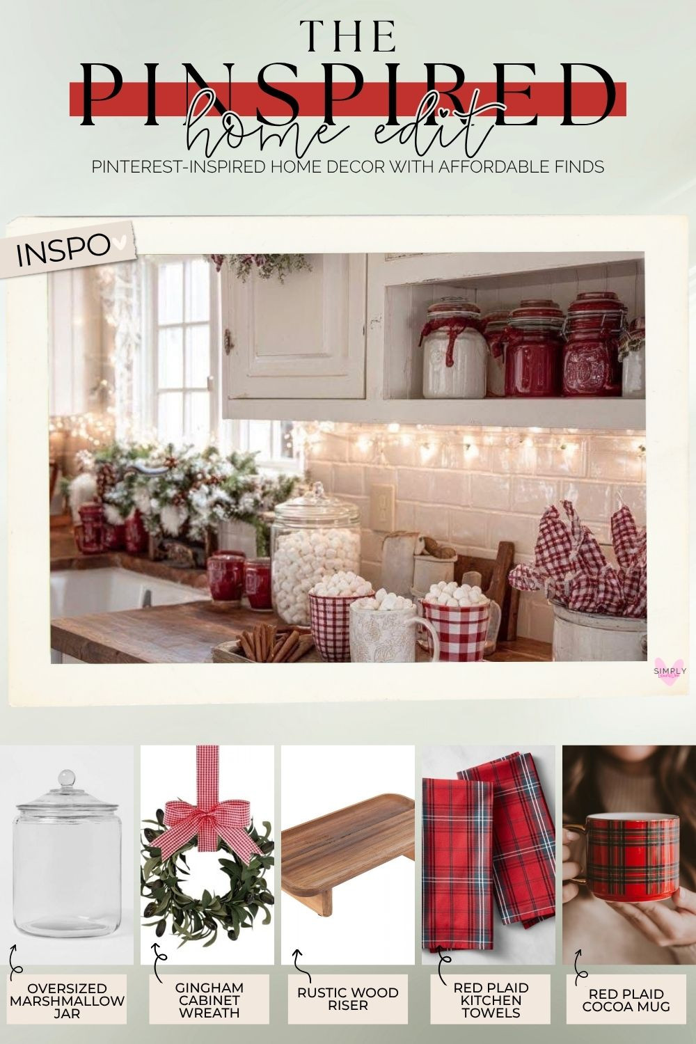 Cozy Christmas kitchen decor with classic red plaid and farmhouse touches 🎄❤️ Recreate this Pinterest-inspired holiday look with glass storage jars, a mini greenery wreath, wood riser, red plaid napkins and a festive tartan mug. Perfect for a Christmas kitchen, hot cocoa bar or holiday coffee station.

#ChristmasKitchen #ChristmasDecor #HolidayHome #ChristmasCoffeeBar #HotCocoaBar #PlaidChristmasDecor #FarmhouseChristmas #AmazonHome #AmazonFinds #PinterestInspired 

 #LTKfoodie #LTKSeasonal #LTKHome