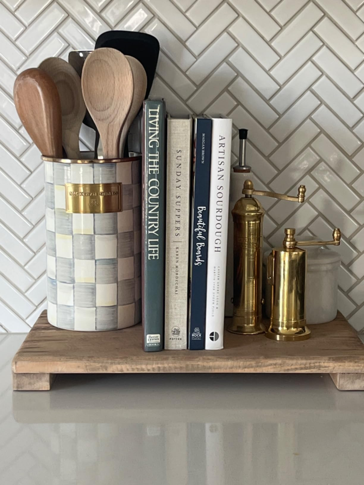 MACKENZIE-CHILDS Enamel Utensil Holder, Kitchen Utensil Holder for Countertop, Storage Caddy, Bla... | Amazon (US)