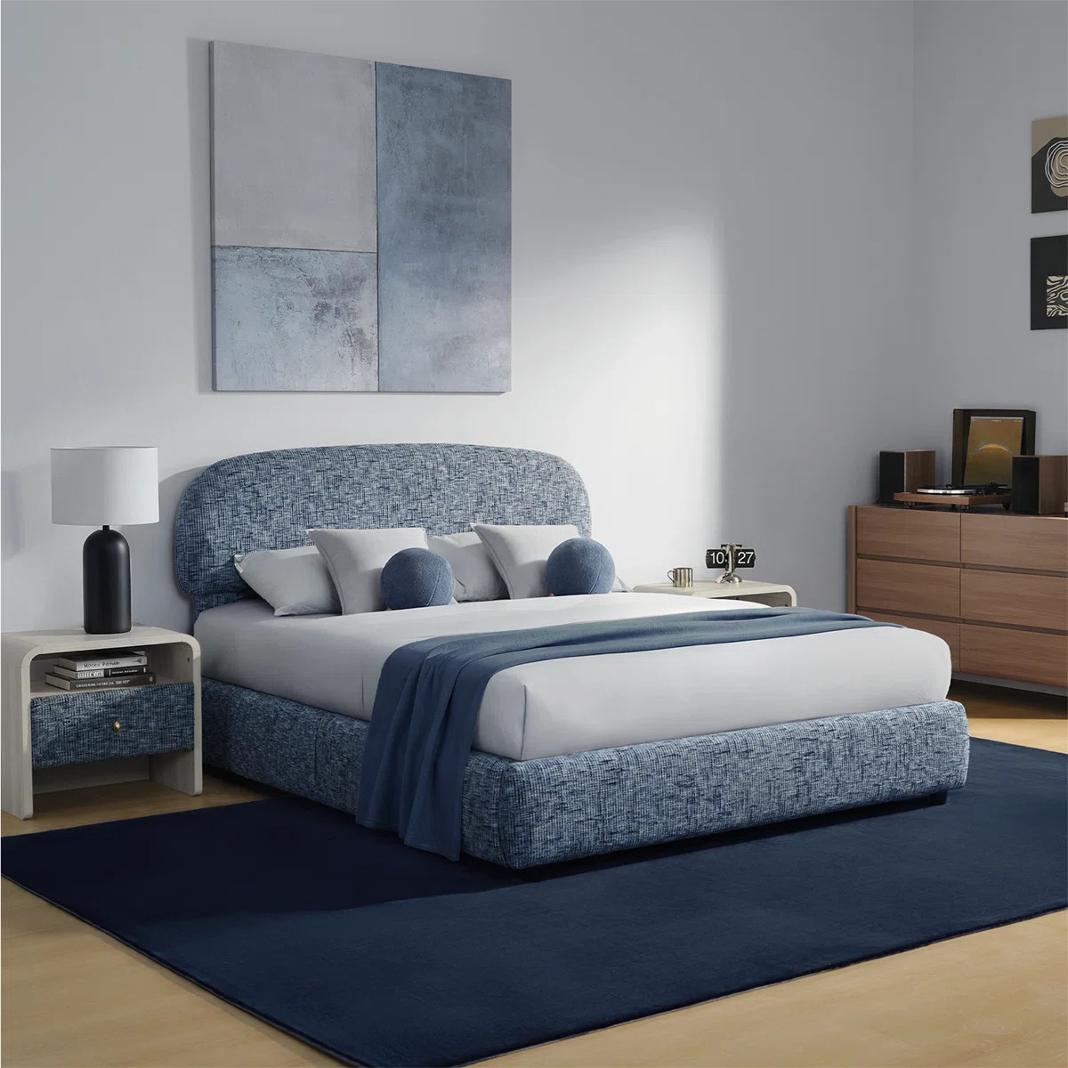 Devotia Queen Modern Upholstered Platform Bed With Curved Headboard, Hydraulic Lift Storage Bed | Wayfair North America