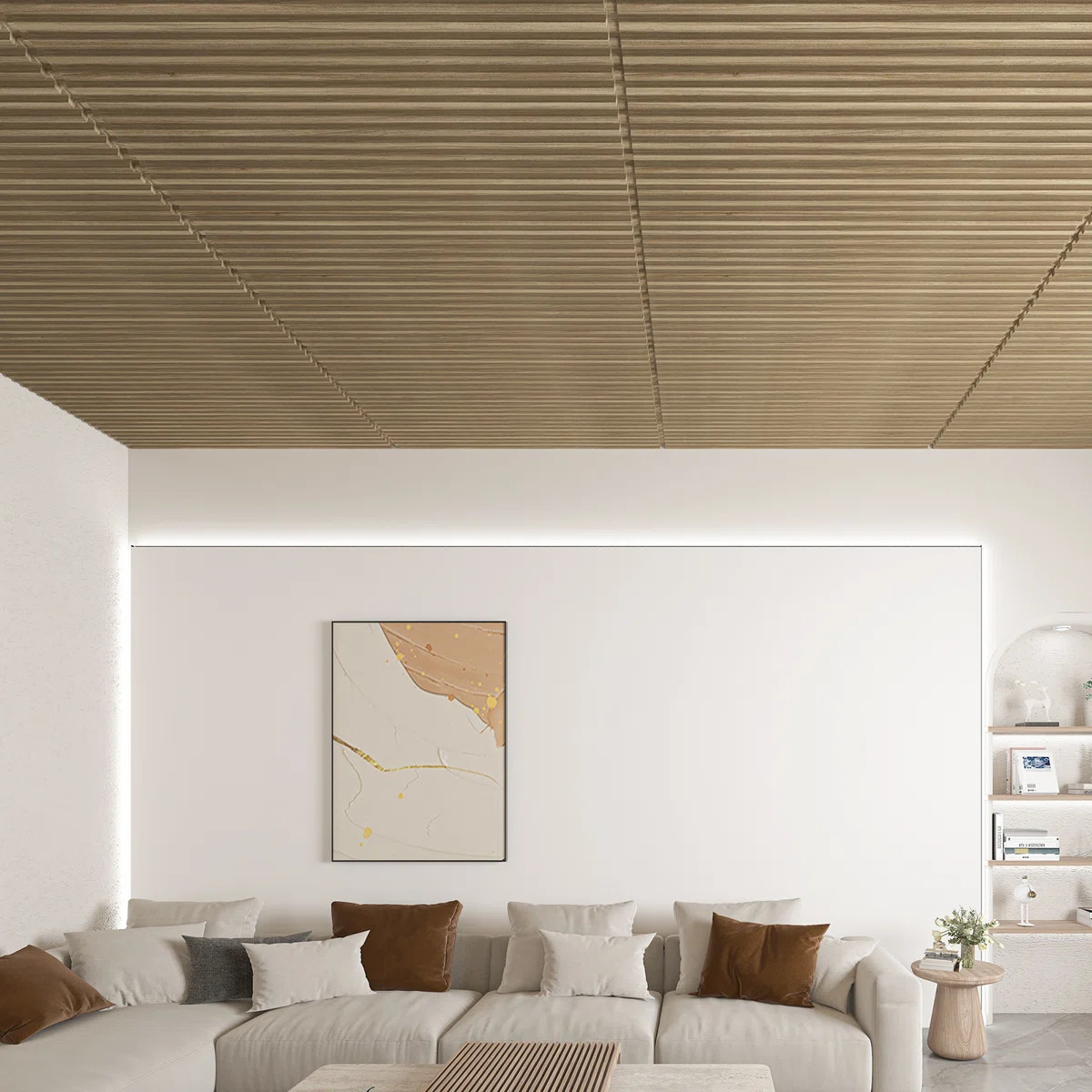 48" x 24"  Drop in PVC Ceiling Tiles,Slat Design 3D Wall Panels,Covers 96 sq.ft. (Set of 12) | Wayfair North America