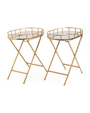 2pk Oval Mirrored Top Tray Tables | TJ Maxx