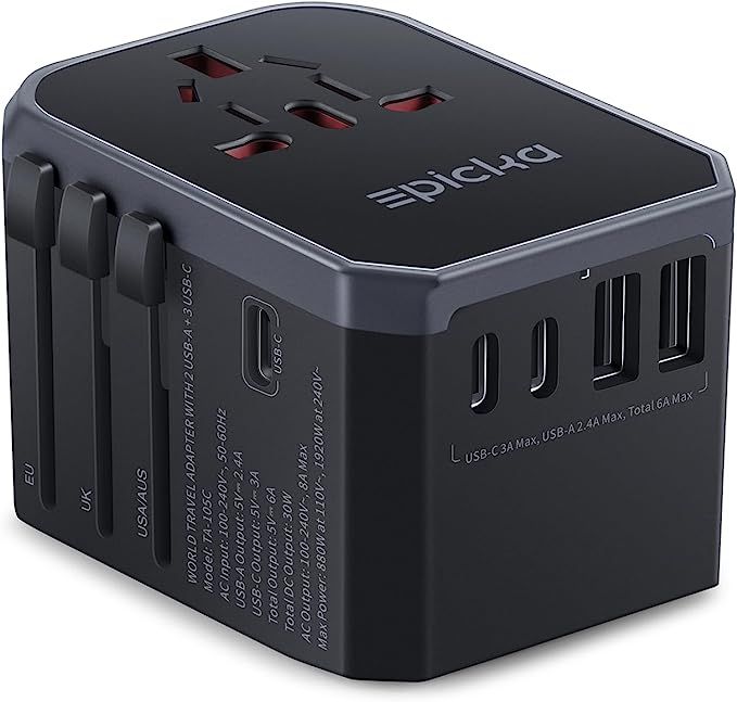 EPICKA Universal Travel Adapter, International Power Plug Adapter with 3 USB-C and 2 USB-A Ports,... | Amazon (US)