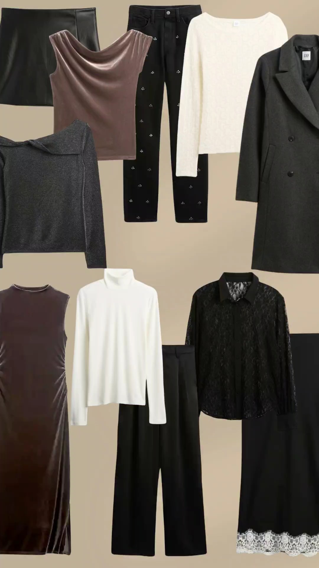 Gap Factory. Style inspiration. Christmas looks. Holiday party. Sequin skirt. Lace skirt. Kitten heels. Lace. Satin trousers. Burgundy pants. Blazer. Going out looks. Cardigan. Leather skirt. Christmas party. lurex top. Mini skirt. Gold pants. Metallic pants. Halter top. Sparkle outfit. Velvet dress. Velvet top. Studded bedazzled pants. Topcoat. Winter coat. Turtleneck. 

#LTKHoliday #LTKSeasonal #LTKSaleAlert