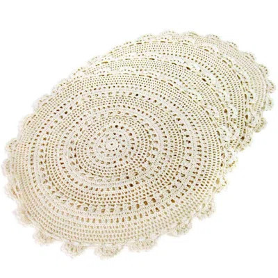 Handmade Crochet Round Cotton Lace Table Placemats Doilies Pack Of 4, Beige | Wayfair North America