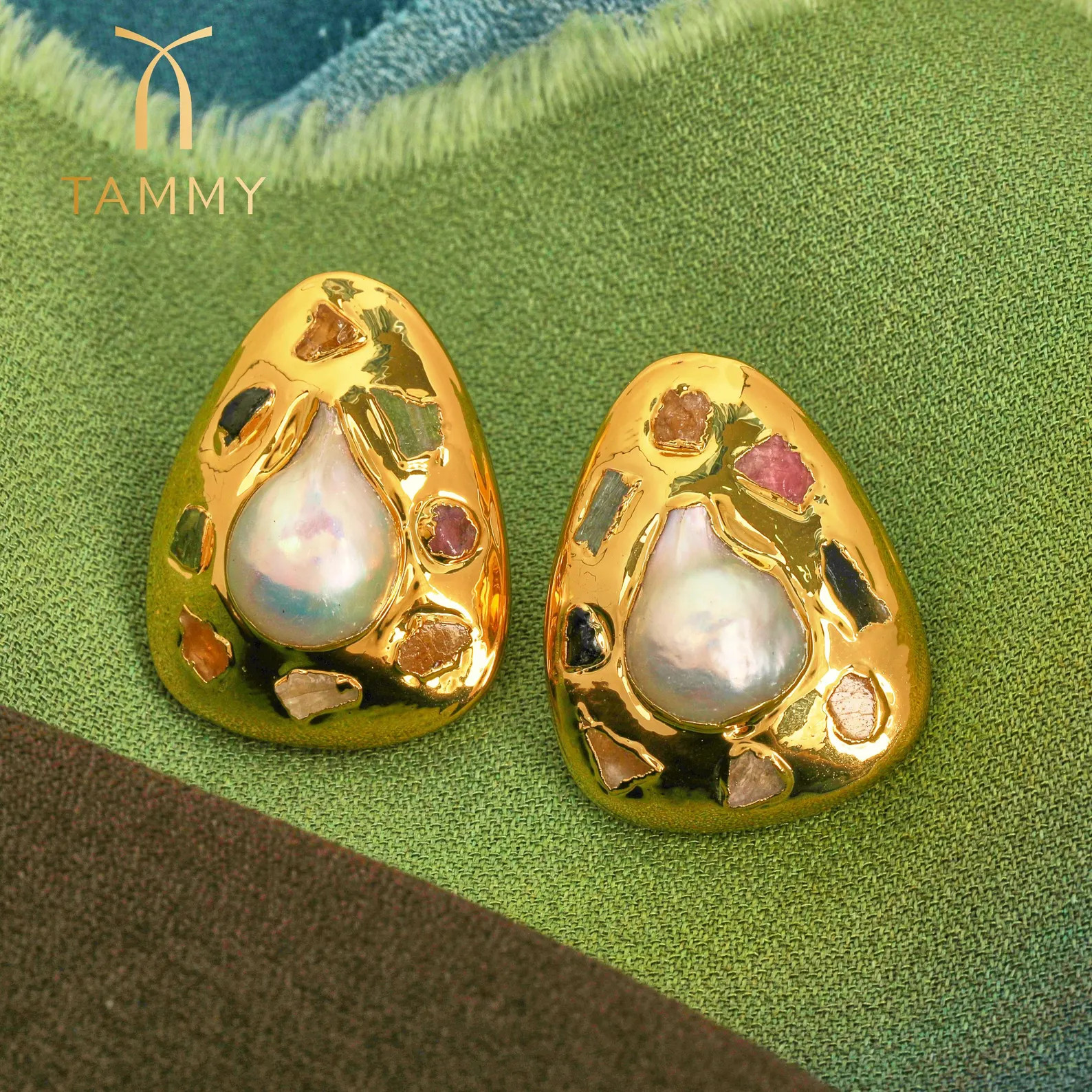 Baroque Pearl Stud Earrings: Gold-Plated Crystal Statement Earrings | Etsy (Global)