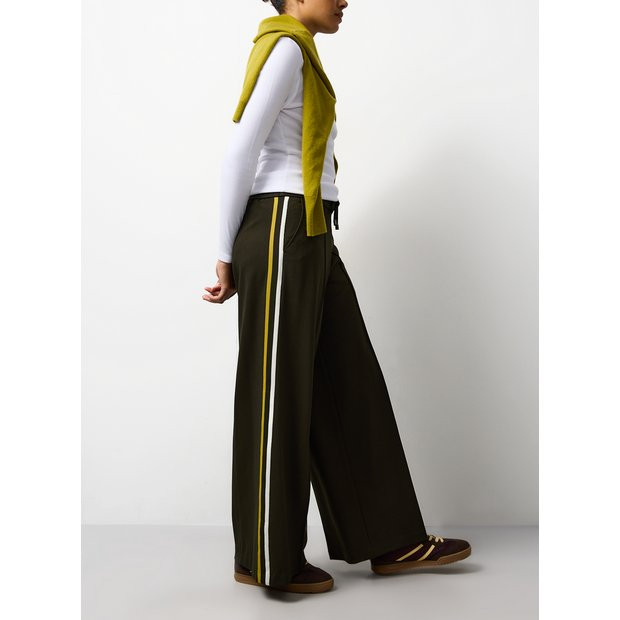 Green Side Stripe Wide Leg Joggers 16 | Tu Clothing