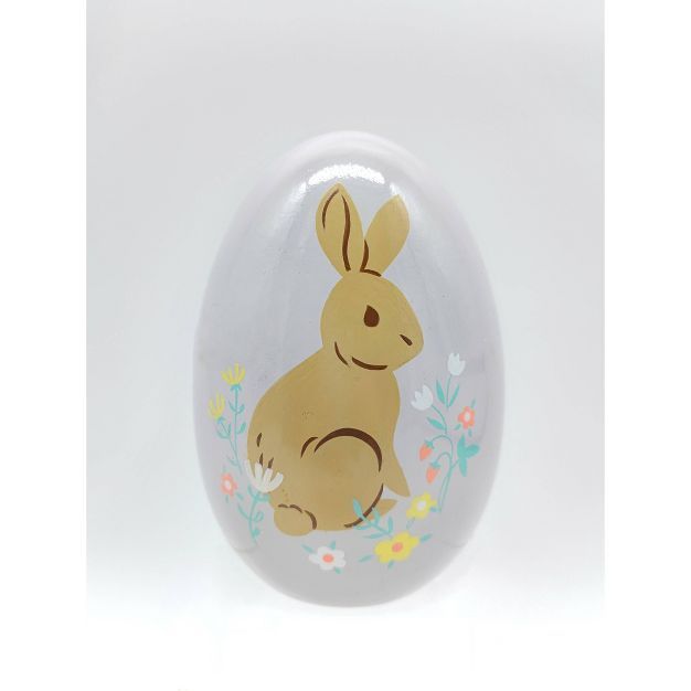 Small Decorative Printed Wood Easter Egg Bunny Brown - Spritz&#8482; | Target