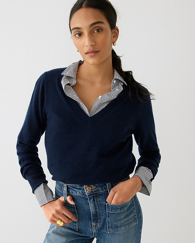 Cashmere shrunken V-neck sweater | J. Crew US