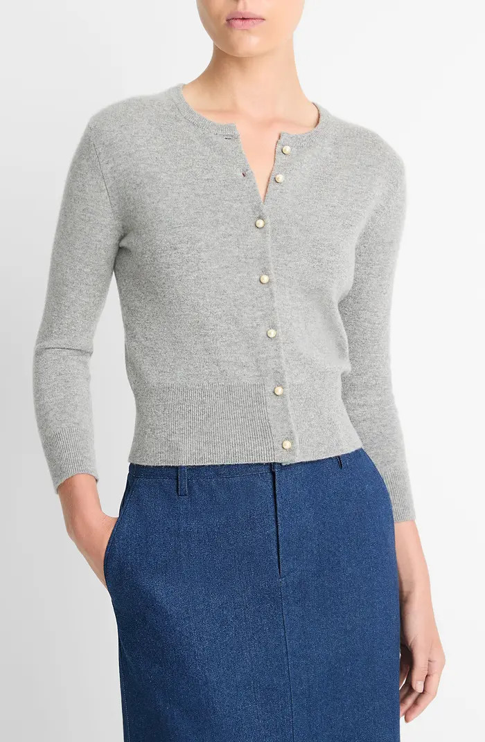 Imitation Pearl Button Wool & Cashmere Blend Cardigan | Nordstrom