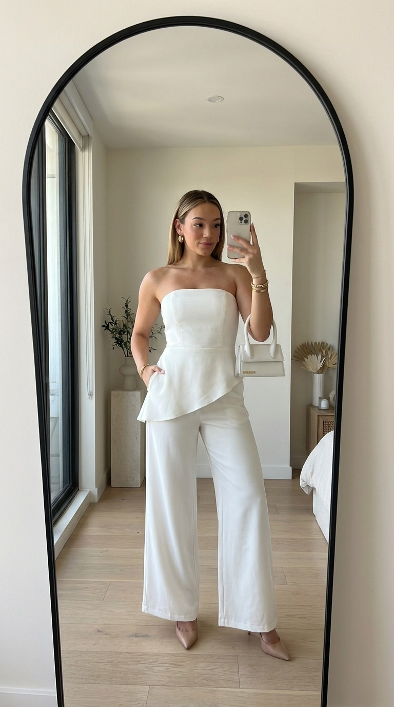 Elegant White Bridal Jumpsuit for an Engagement Party

A sophisticated white jumpsuit that's perfect for engagement parties, bridal showers, rehearsal dinners, courthouse weddings, and modern bridal style. 

 #LTKWedding