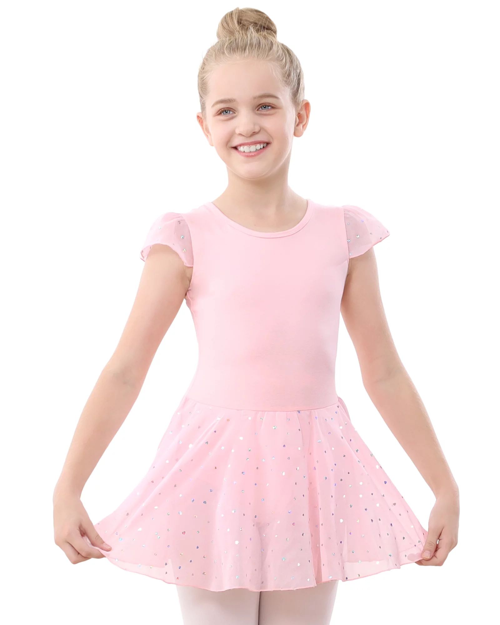 STELLE Cap Sleeve Ballet Leotard with Chiffon Sequins Skirt Ballerina Dance Dress for Toddler Gir... | Walmart (US)