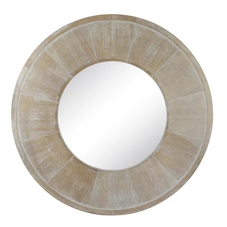 Stonebriar Rustic 27.5 Round White Wash Wooden Wall Mirror | Walmart (US)