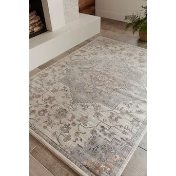 allen + roth with STAINMASTER Tess 9 x 12 Cream Indoor/Outdoor Medallion Area Rug | Lowe's