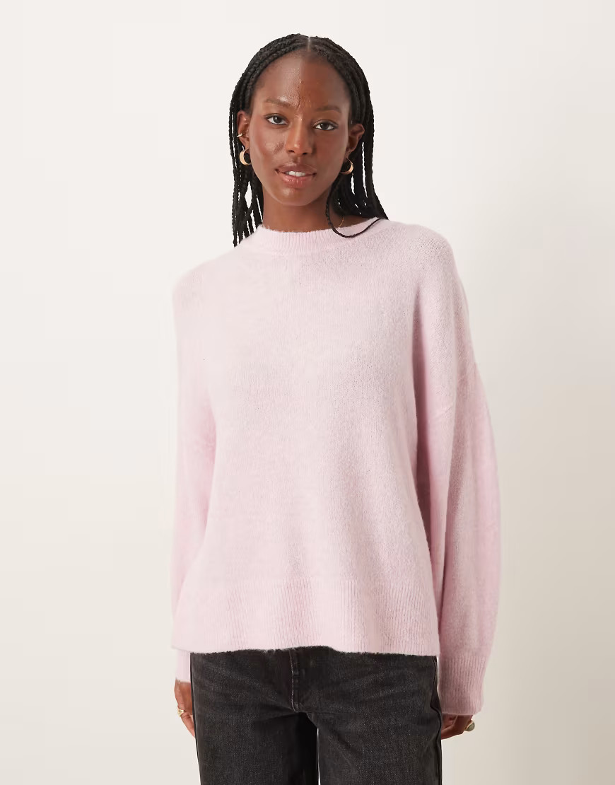 JDY dropped shoulders knit sweater in light pink | ASOS (Global)