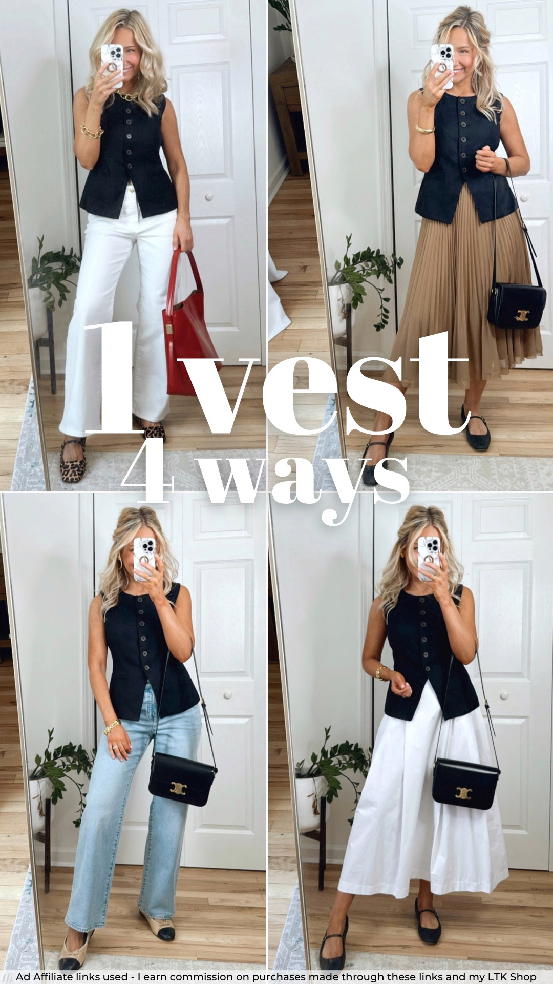 4 ways to style a black linen vest this spring! Which look is your fave?