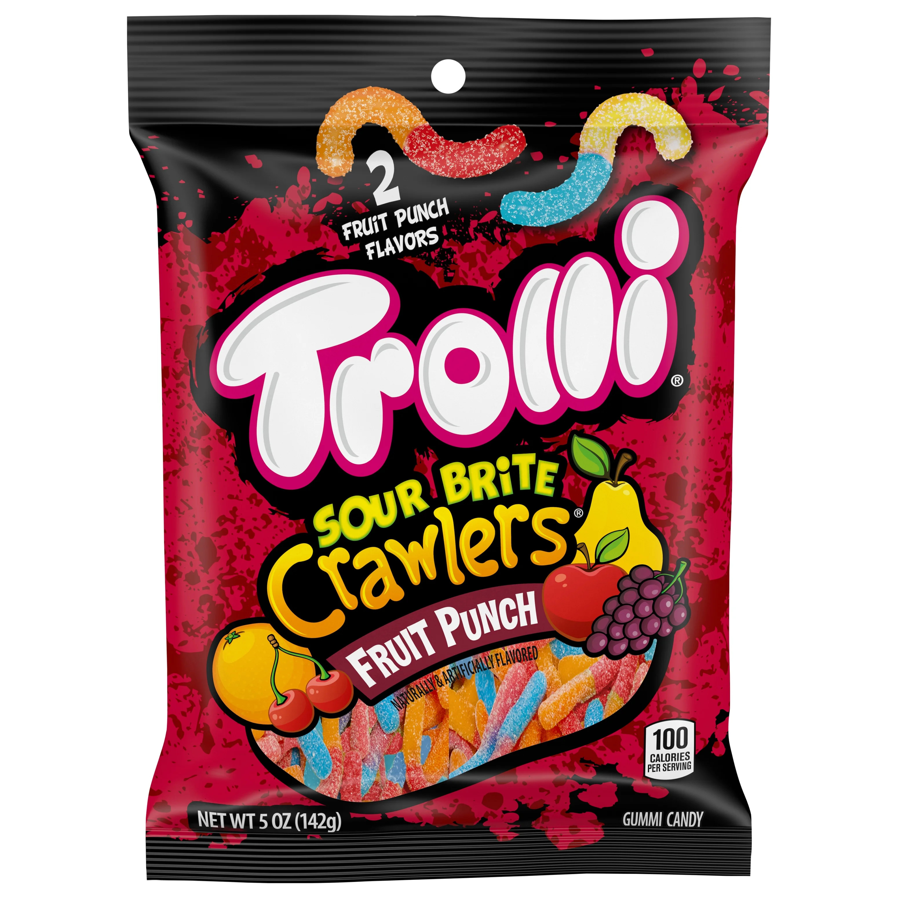 Trolli Sour Brite Crawlers Candy, Fruit Punch Sour Gummy Worms, 5 oz | Walmart (US)