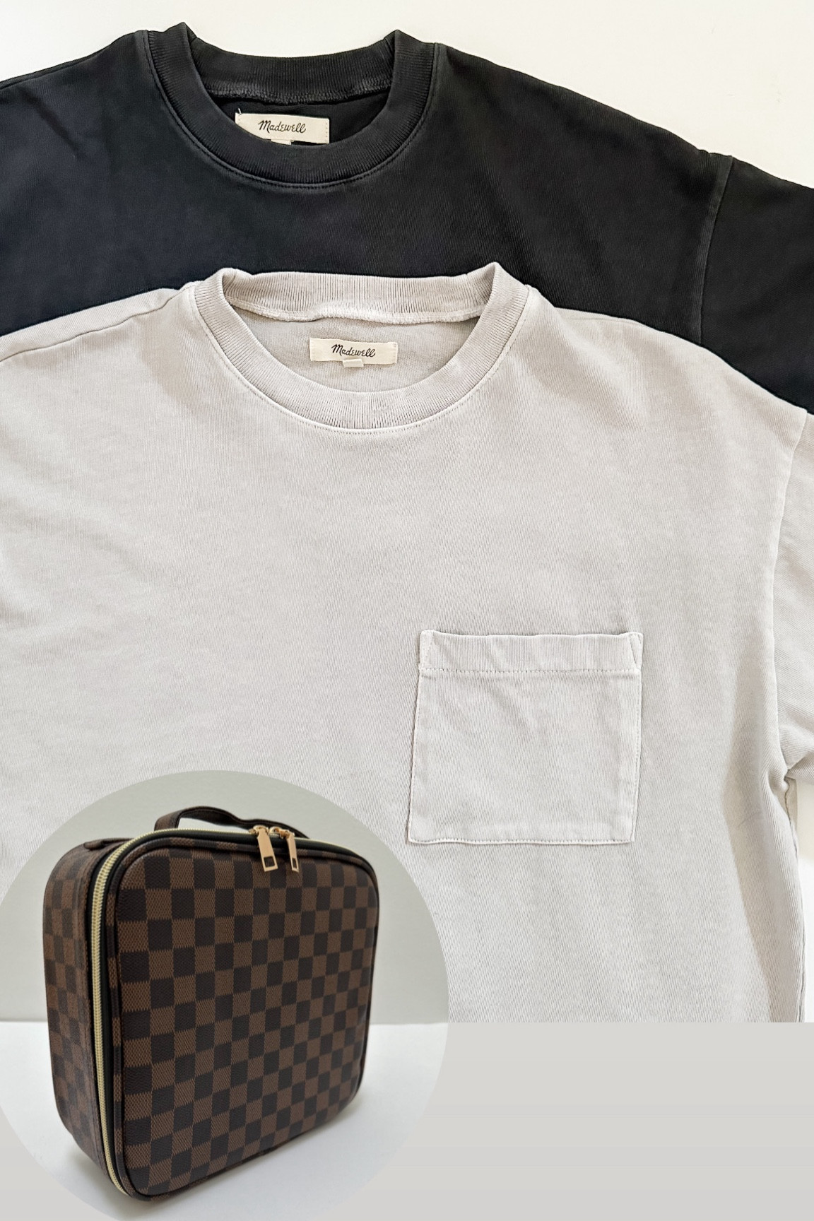 Shea McGee influenced me again. In love with my Madewell tees & $26 Louis Vuitton dupe checkered makeup bag. * Recommend sizing down 1-2 sizes on the Garment-Dyed Oversized Pocket Tee.

#LTKGiftGuide 

#LTKFindsUnder50 #LTKStyleTip