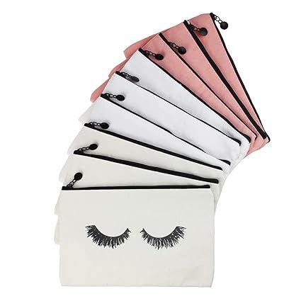LJY 9 Pieces Eyelash Pattern Makeup Cosmetic Travel Pouches Toiletry Bag Cases with Zipper for Wo... | Amazon (US)