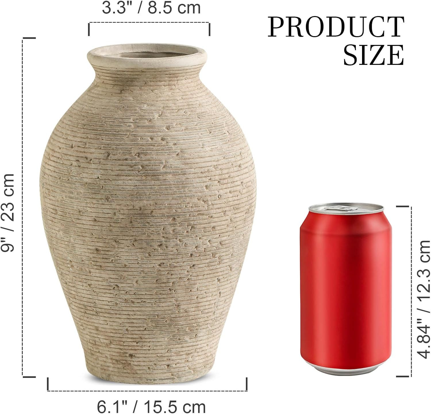 Ceramic Flower Vase Home Decor - Large Farmhouse Table Vases Rustic Vintage Living Room Kitchen B... | Amazon (US)