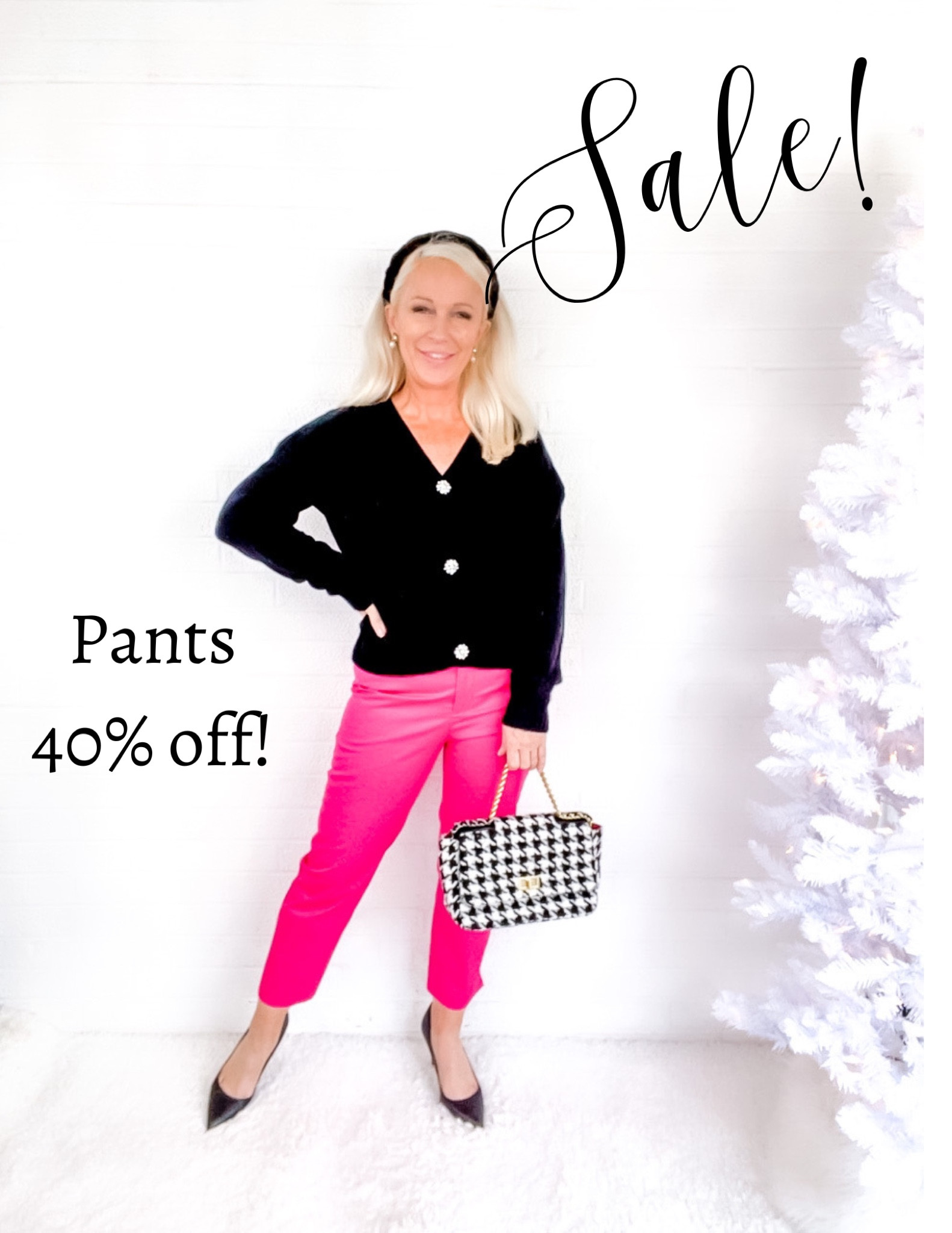 Pink ankle pants are 40% off!

Holiday Outfit / Christmas Outfit / Christmas Party

#LTKunder50 #LTKHoliday #LTKsalealert