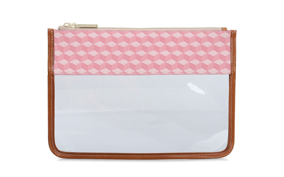 Clear Katie Pouch - Monogram Stripe | Barrington Gifts