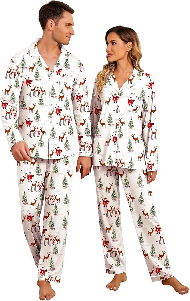 Ekouaer Couples Christmas Pajamas Set Women & Men Matching Pjs Long Sleeve Loungewear Holiday Fes... | Amazon (US)