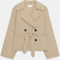Zara - Short Trench Jacket With Shoulder Pads And Belt - Light Camel - S - Woman | Zara US