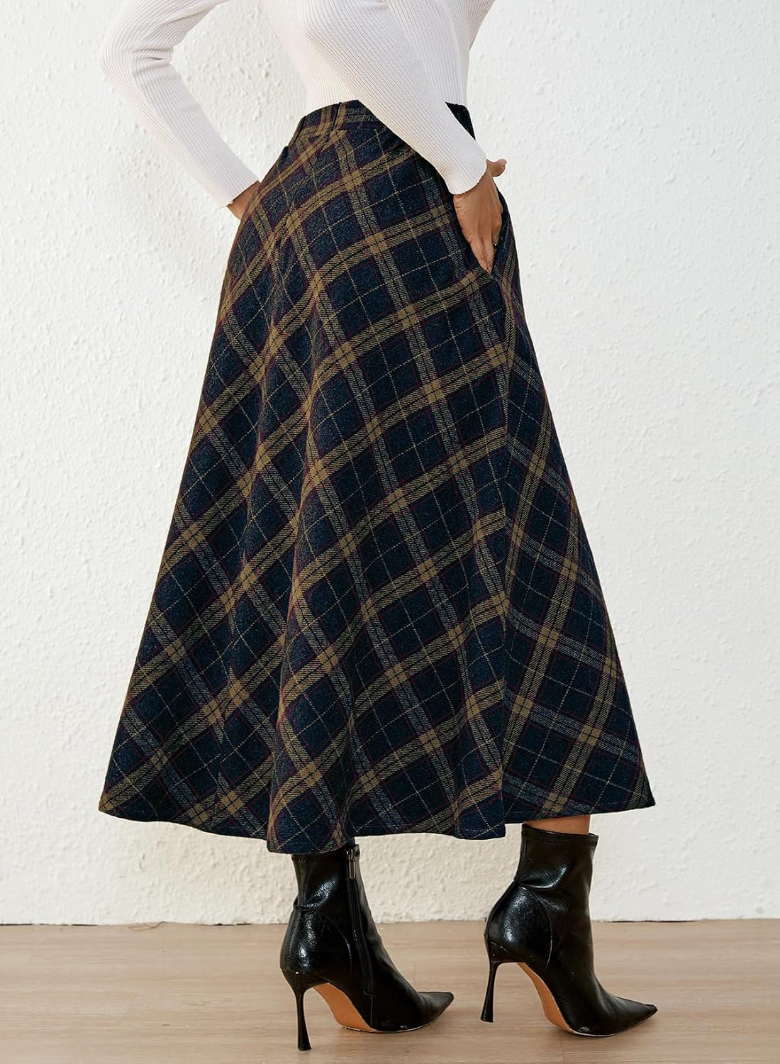 Pink Queen Plaid Skirts for Women A Line High Waist Flared Tartan Skirts | Amazon (US)
