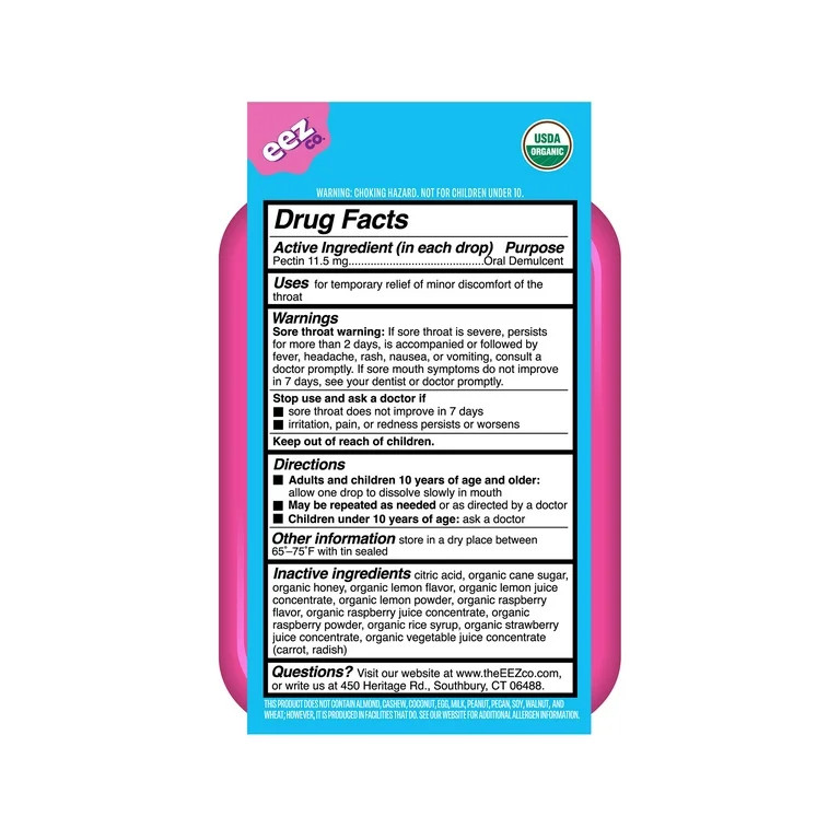 Sootheez Organic Throat Soothing Drops for Sore Throat Relief, Berry Lemonade Flavor, 14 Count | Walmart (US)