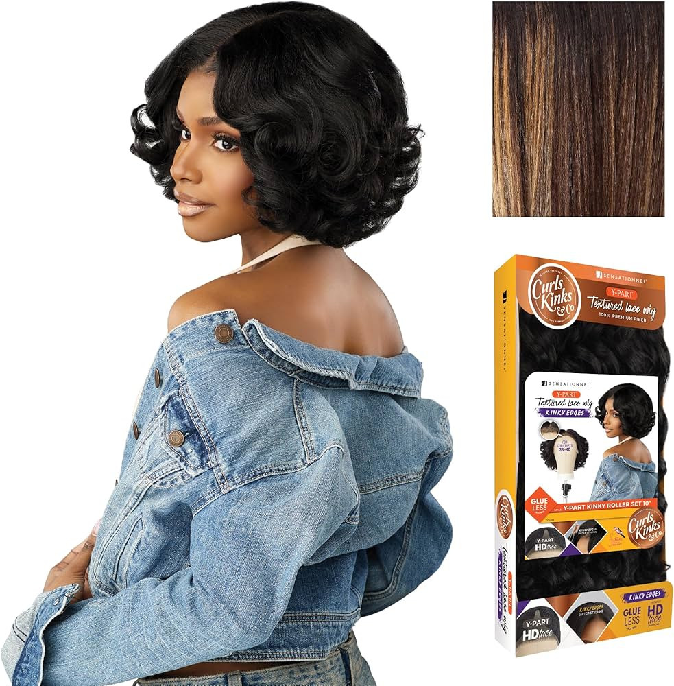 Sensationnel Curls Kinksandco Kinkyedges Wig - Kinky Roller Set 10 Inch Y Part Lace Natural Kinky... | Amazon (US)