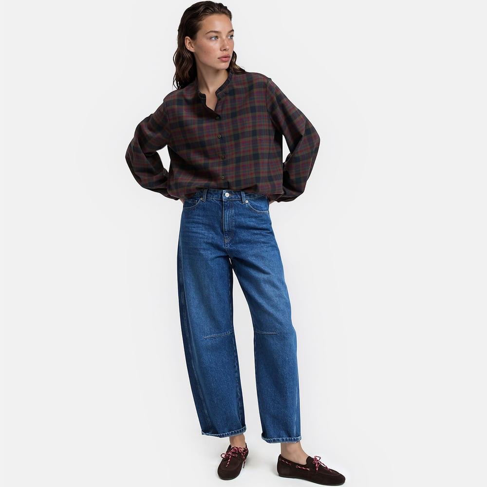 Checked Long Sleeve Victorian Collar Blouse | La Redoute (UK)
