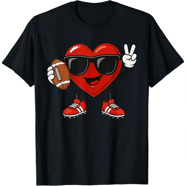 Funny Heart Football Valentine Men Boys Kids T-Shirt | Walmart (US)