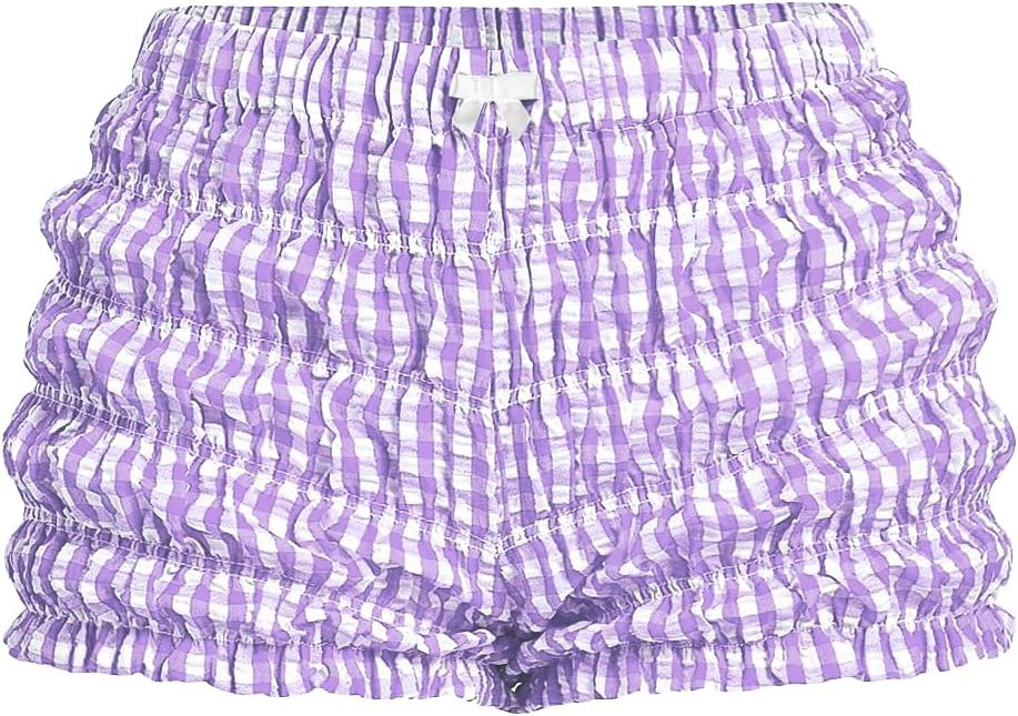 SOLY HUX Women's Ruffle Shorts Plaid Gingham Y2k Bloomers Micro Bottoms | Elastic Waist, Lace Fri... | Amazon (US)