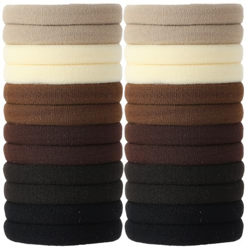 SUTHIA Brown Nylon Hair Ties for Women Girls - 120 Pack Seamless Elastic Hair Bands, Soft Ponytail Holders No Damage Hair Elastics for Thick, Medium, Curly Hair, Ouchless Fabric Bulk Hair Accessories | Amazon (US)
