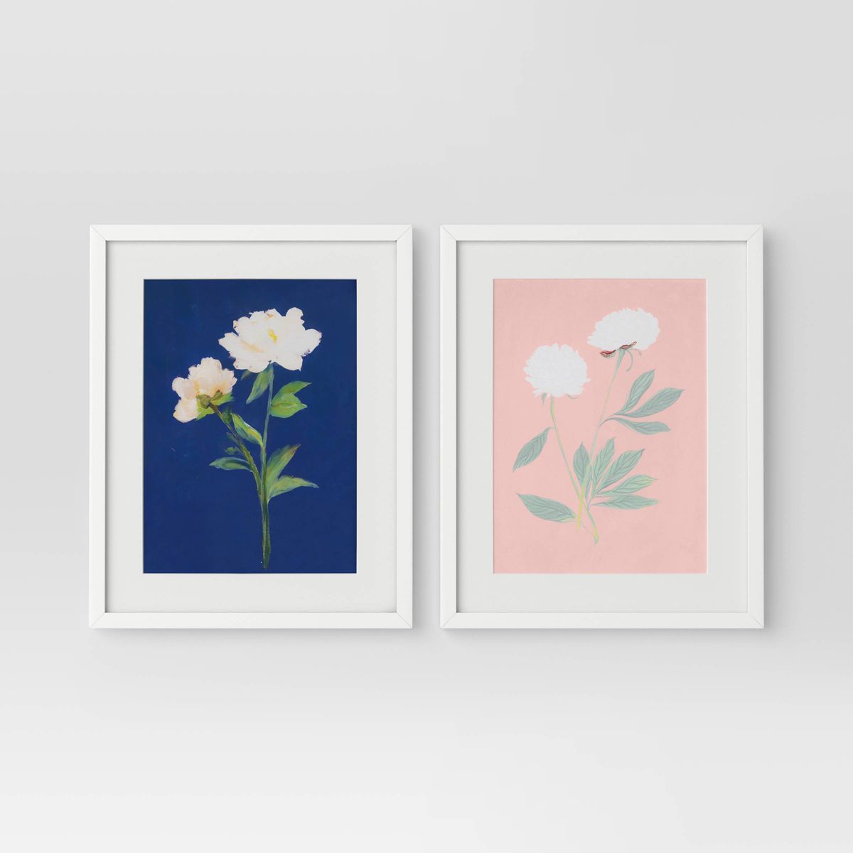 (Set of 2) 16" x 20" 'Pink and Blue' Floral Framed Posters - Threshold™ | Target