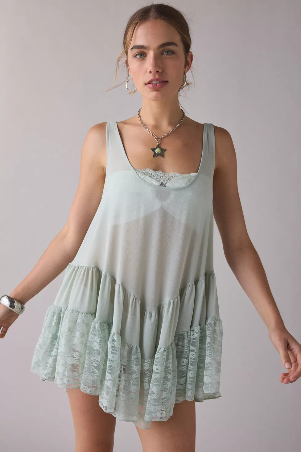 Out From Under River Ruffle Lace Trim Slip Dress | Urban Outfitters (US and RoW)