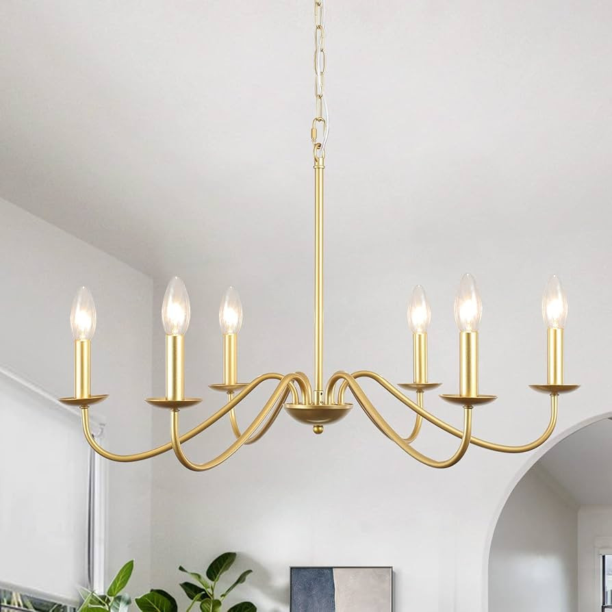 Gold Chandelier Light Fixture Dining Room Chandelier 6-Light Modern Farmhouse Chandeliers Candle ... | Amazon (CA)