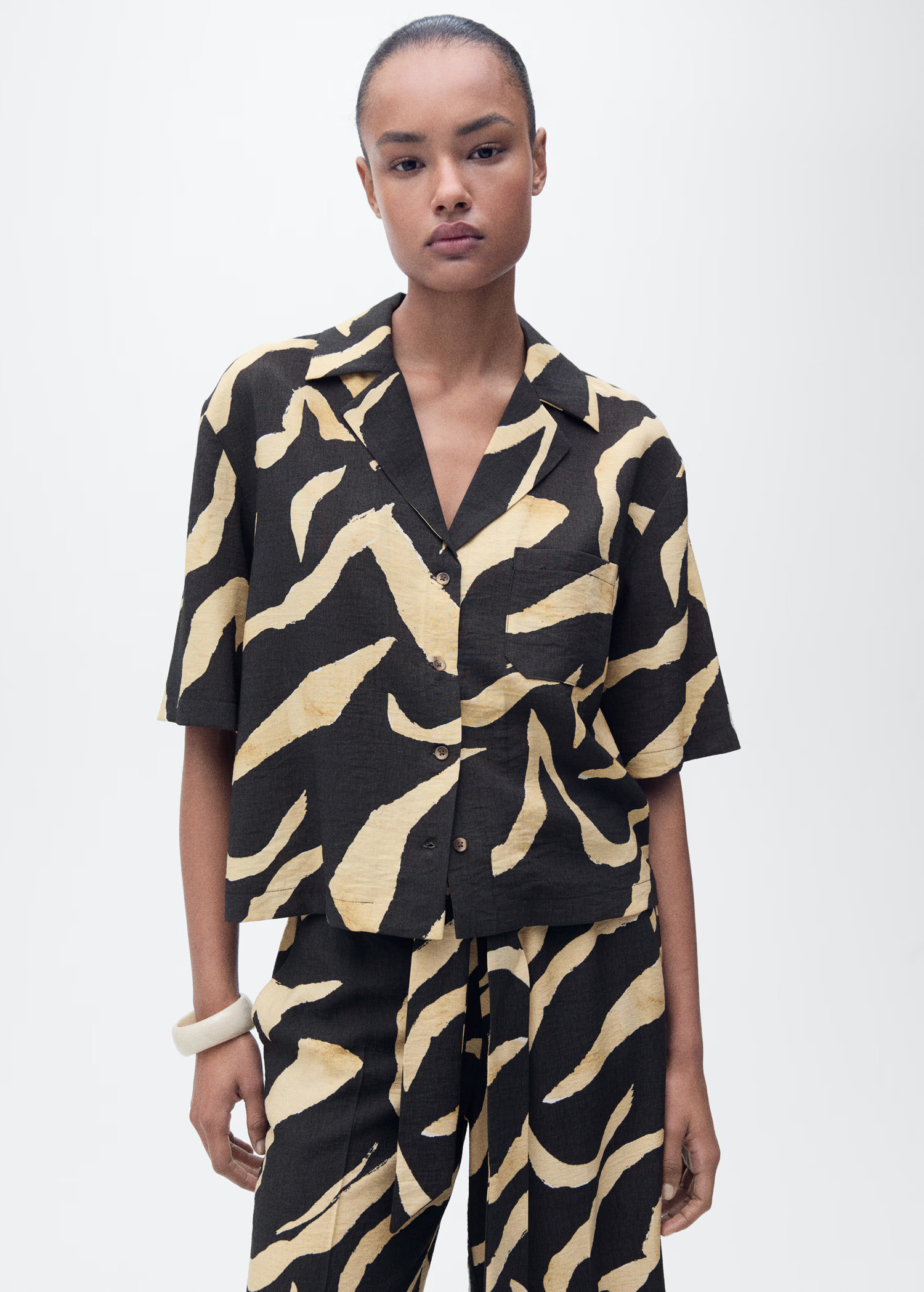 Printed short-sleeved shirt - Women | MANGO USA | Mango (US/MX/AU)
