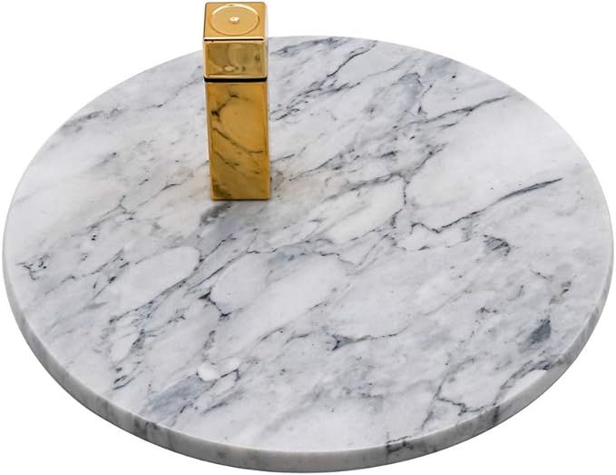 Circular Marble Vanity Tray for Counter, Bathroom, Dresser, Nightstand or Desk, Diameter 8-3/4 In... | Amazon (US)