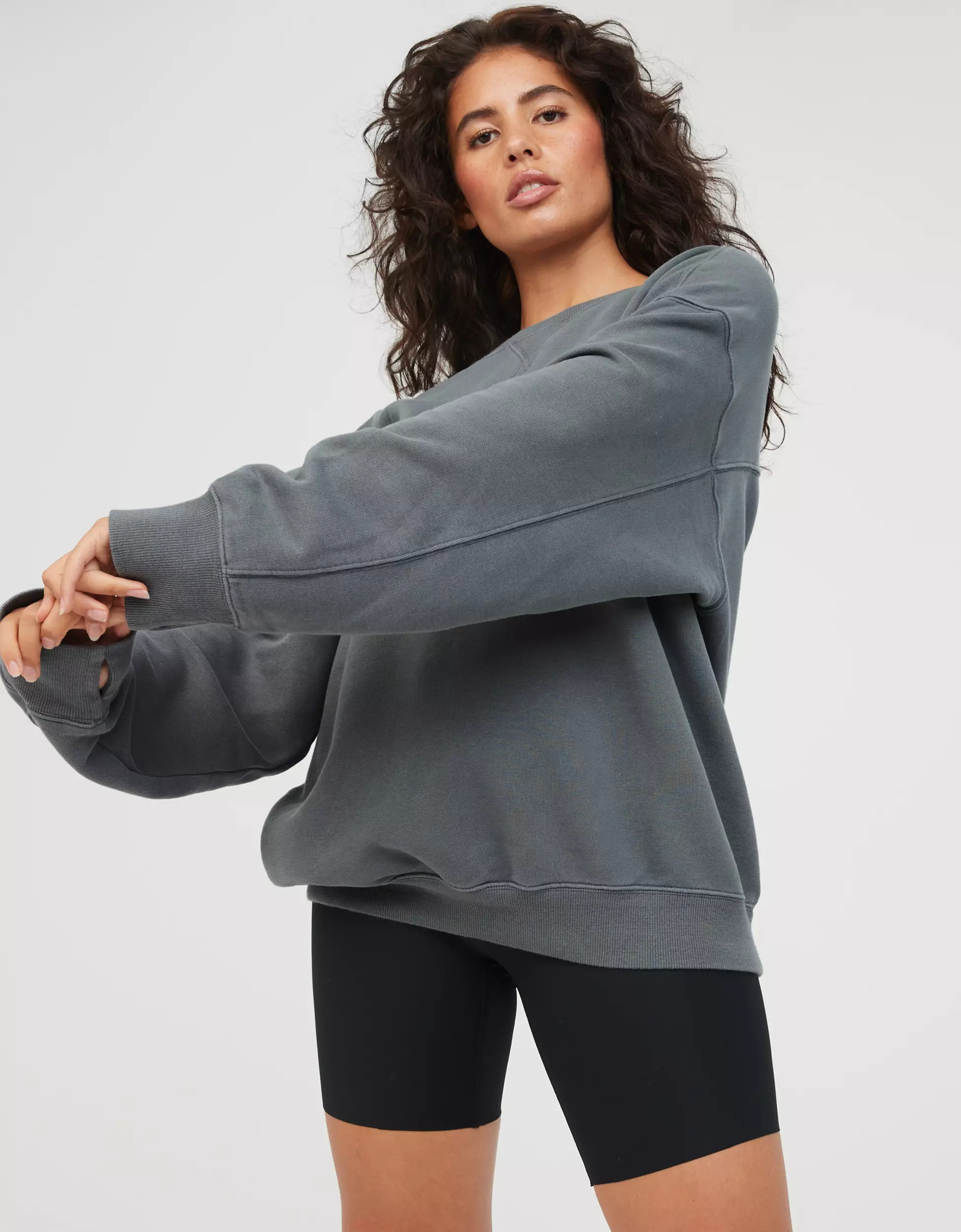 OFFLINE By Aerie Throw-Back Fleece Crewneck Sweatshirt | Aerie