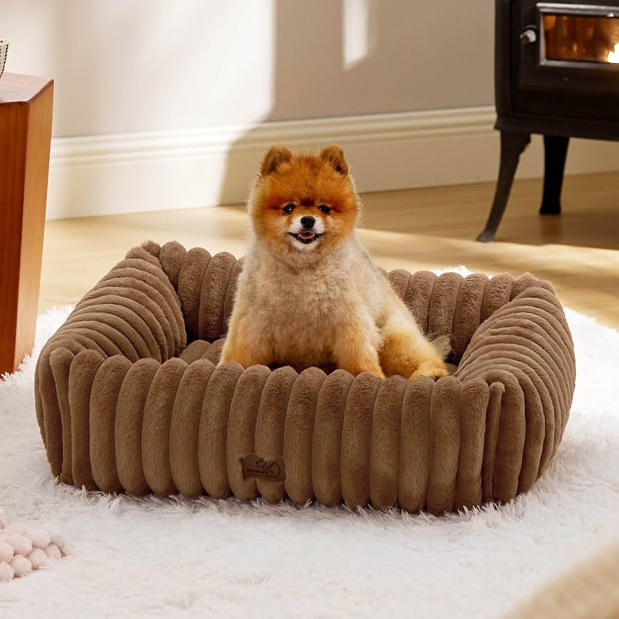 Bedsure ComfyFleece\u2122 Cute Dog Bed for Small Medium Dogs - Washable Furry Puppy Beds, Rectang... | Amazon (US)