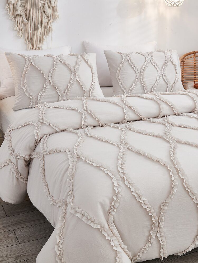 Frill Detail Duvet Cover Set Without Filler | SHEIN