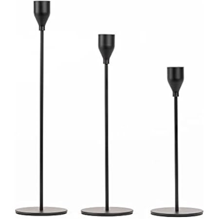 SUJUN Matte Black Candle Holders Set of 3 for Taper Candles, Decorative Candlestick Holder for Weddi | Amazon (US)