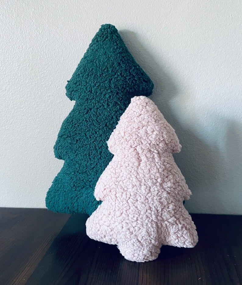 Christmas Tree Shaped in Pink Sherpa Fur on the Front and - Etsy | Etsy (US)