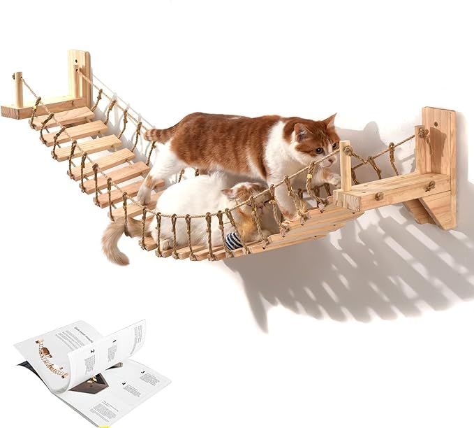 Dvfroy Cat Wall Shelves, Cat Bridge, Wood Cat Wall Furniture Cat Climbing Shelf Board Two Types o... | Amazon (US)