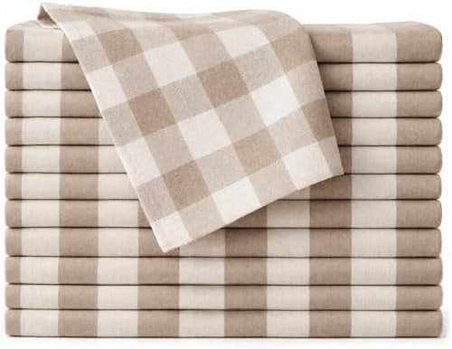Cloth Napkins Set of 12, 100% Cotton Reusable Gingham Printed Dinner Napkins, 18x18 Inch Washable... | Amazon (US)