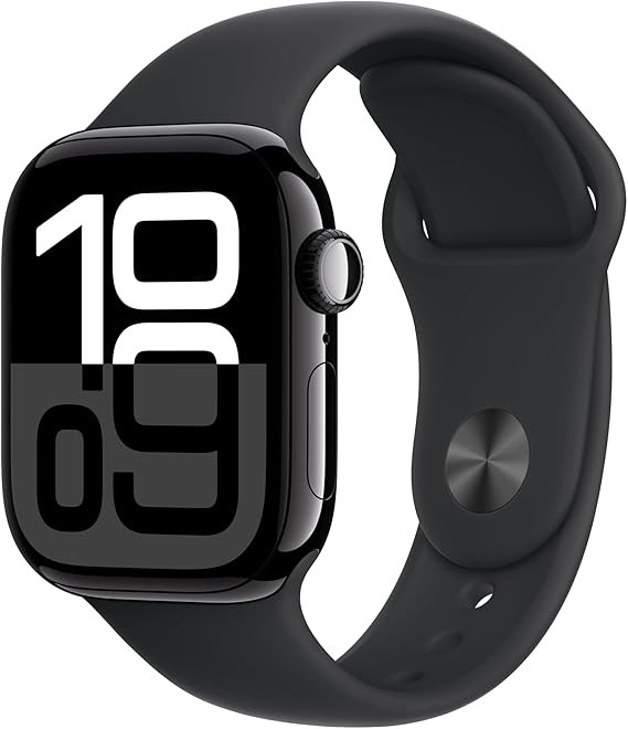 Apple Watch Series 10 [GPS 42mm case] Smartwatch with Jet Black Aluminium Case with Black Sport B... | Amazon (US)